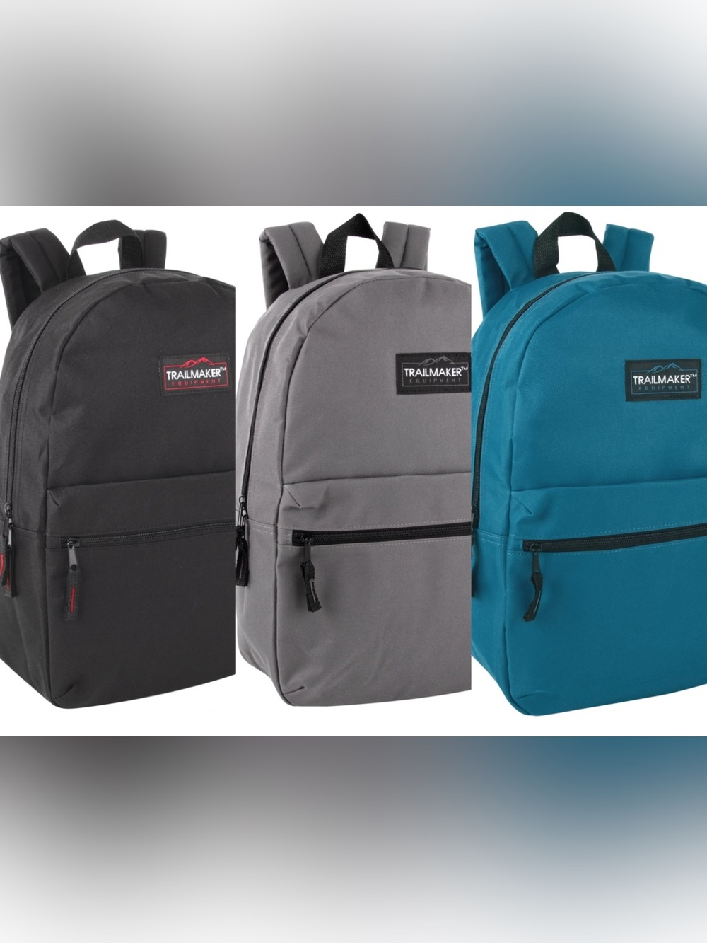 Trailmaker Kids 17 Inch Backpack with Front Zipper Accessory Pocket -3 Pack NWOT
